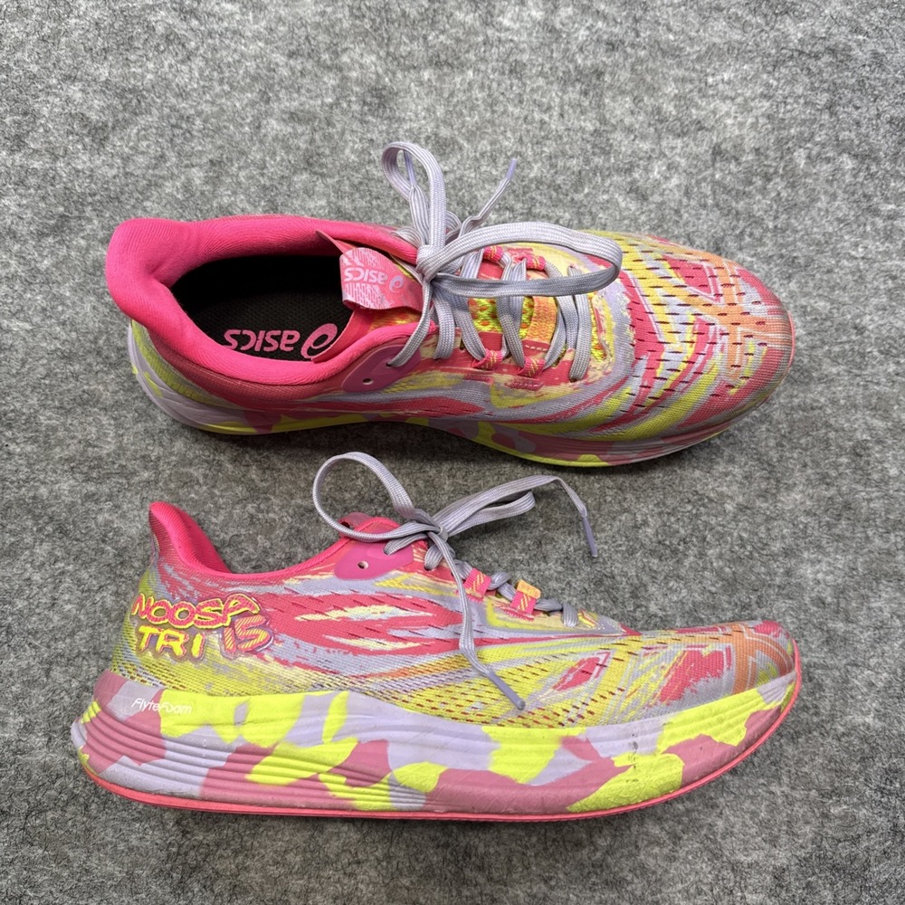 Asics Noosa Tri 15 running shoes women's 9 hot pink yellow tie dye sneakers mesh - Picture 2 of 14